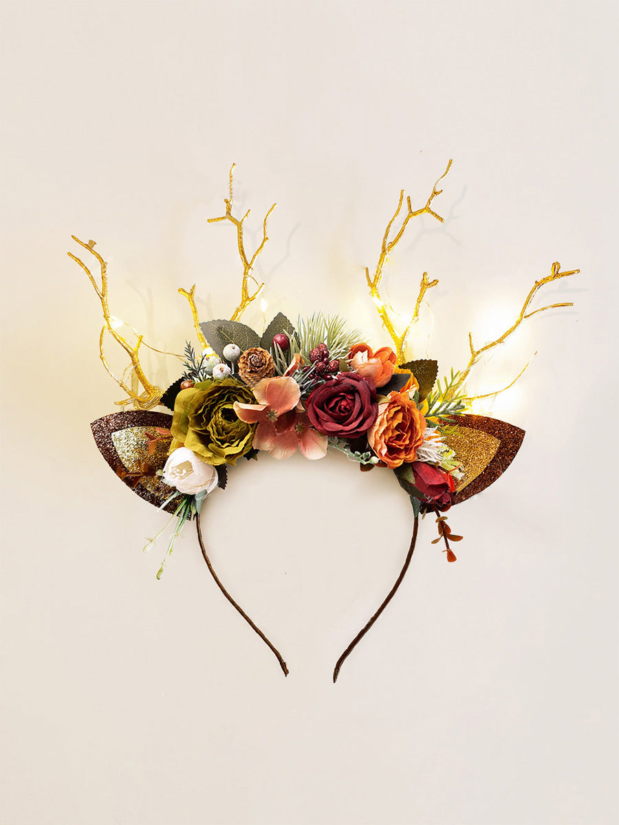 Serre-tête de Noël renne en terre cuite Sunset