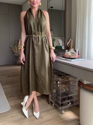 A-förmiges Midikleid mit V-Ausschnitt