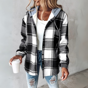 The Bergen Plaid Hooded Jacket Black