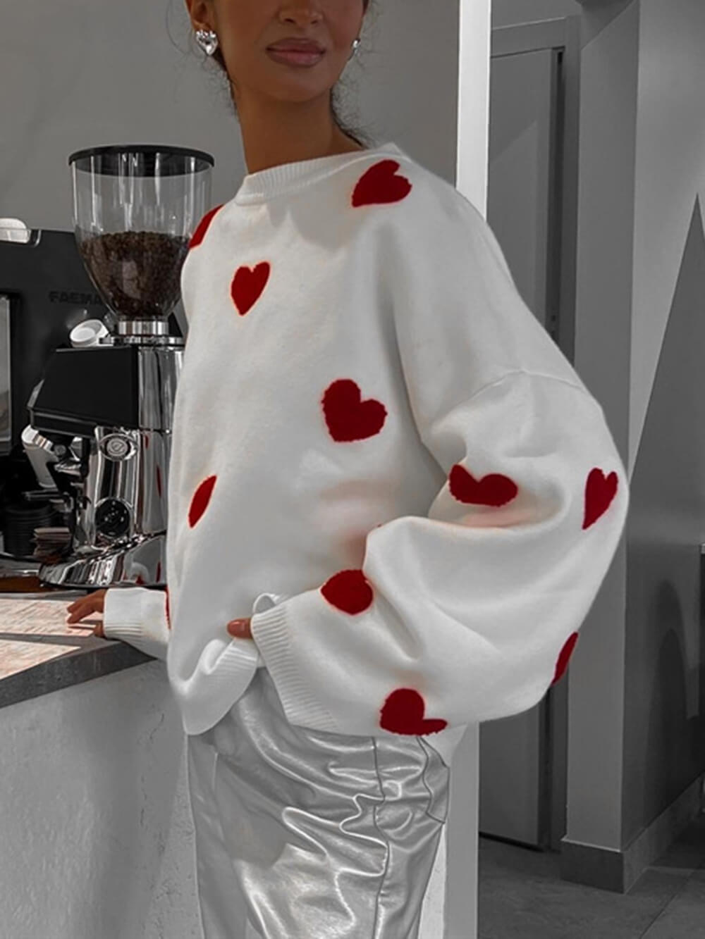 Sweat-shirt en tricot coeur