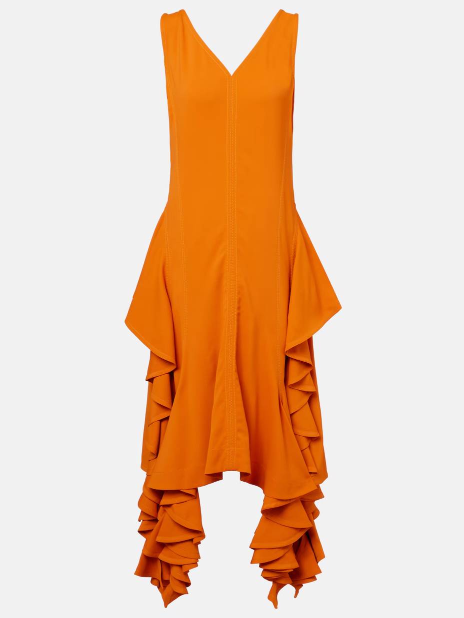 Robe à col en V et ourlet irrégulier