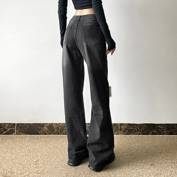 The Soho Rhinestone Wide-Leg Denim Jeans