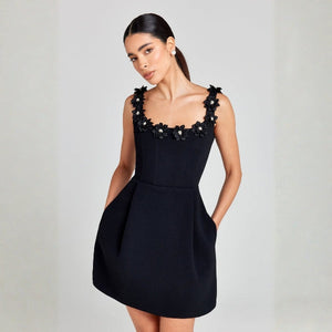 The Positano Floral-Trim Mini Dress