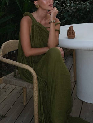 Schulterfreies Maxikleid im Urlaubsstil mit geflochtenem Design