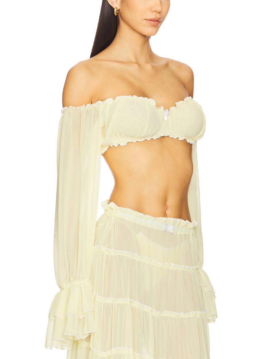 Long Sleeve Tube Top And Ruffle Skirt Suit-Skirt