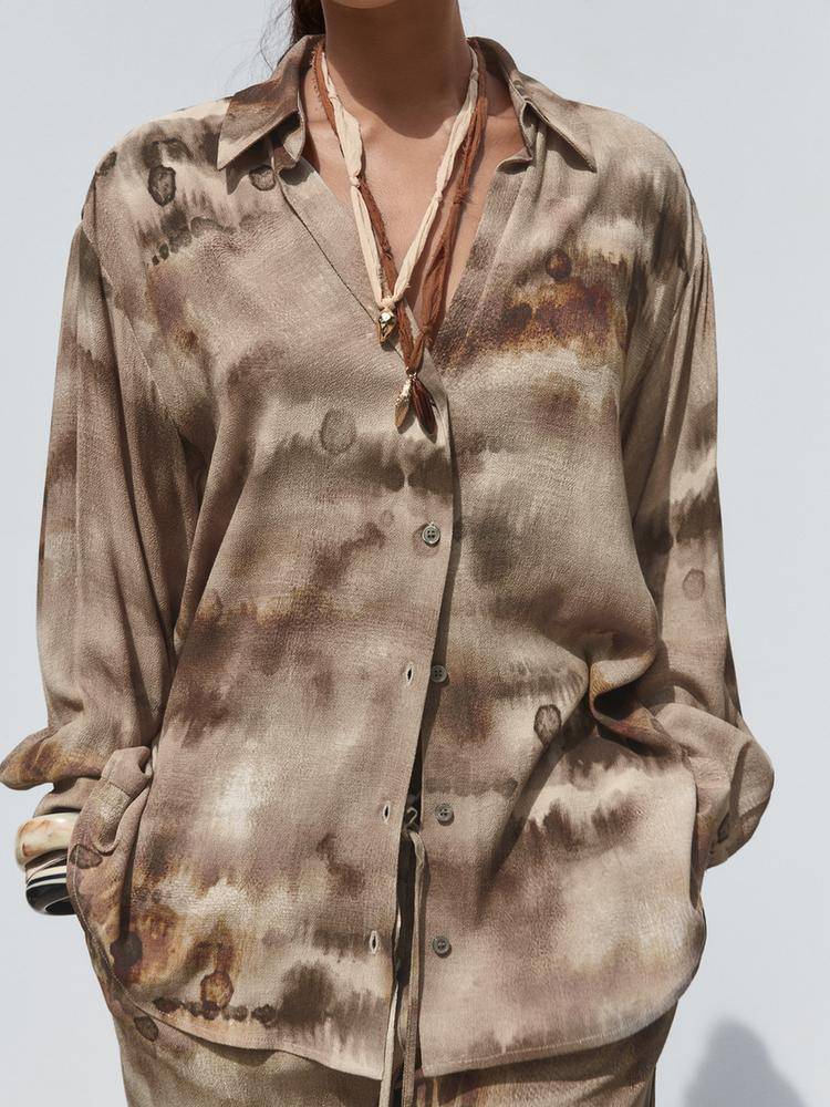 Ensemble chemise à imprimé unique et pantalon large