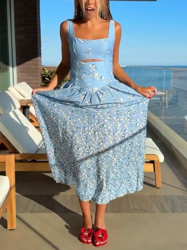 Sling-Kleid mit Hohldesign-Print