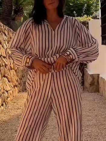 Elegant Striped Long-Sleeve Button-Down Shirt