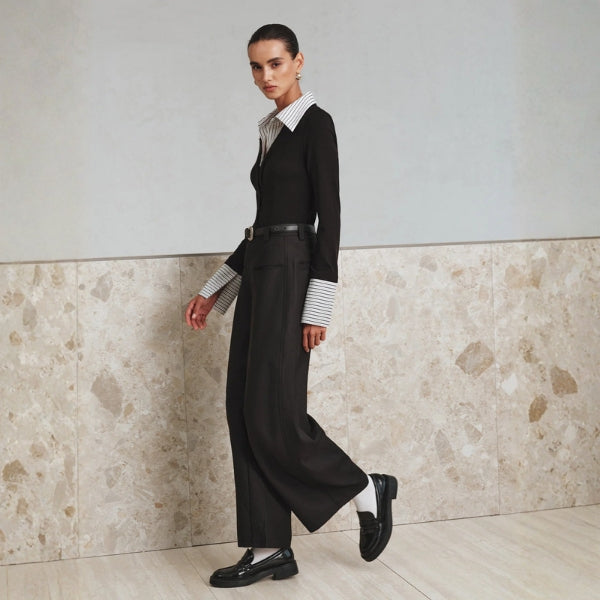 The Chelsea Contrast-Collar Tailored Top
