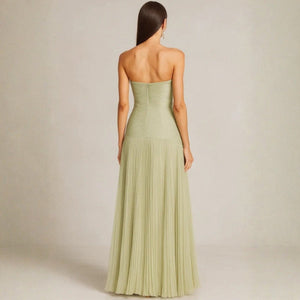 The Amalfi Pleated Strapless Maxi Dress