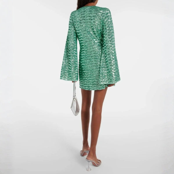 The Riviera Ring-Front Sequin Mini Dress