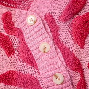 The Kyoto Textured Pink Knit Cardigan