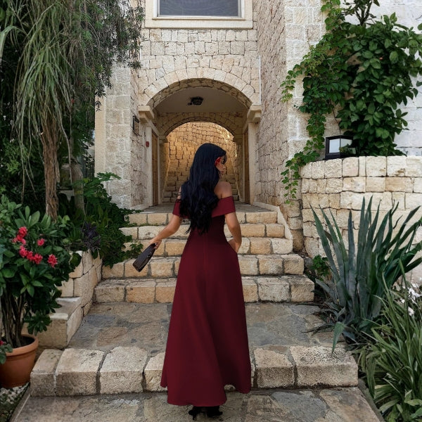 The Santorini Off-Shoulder Maxi Dress
