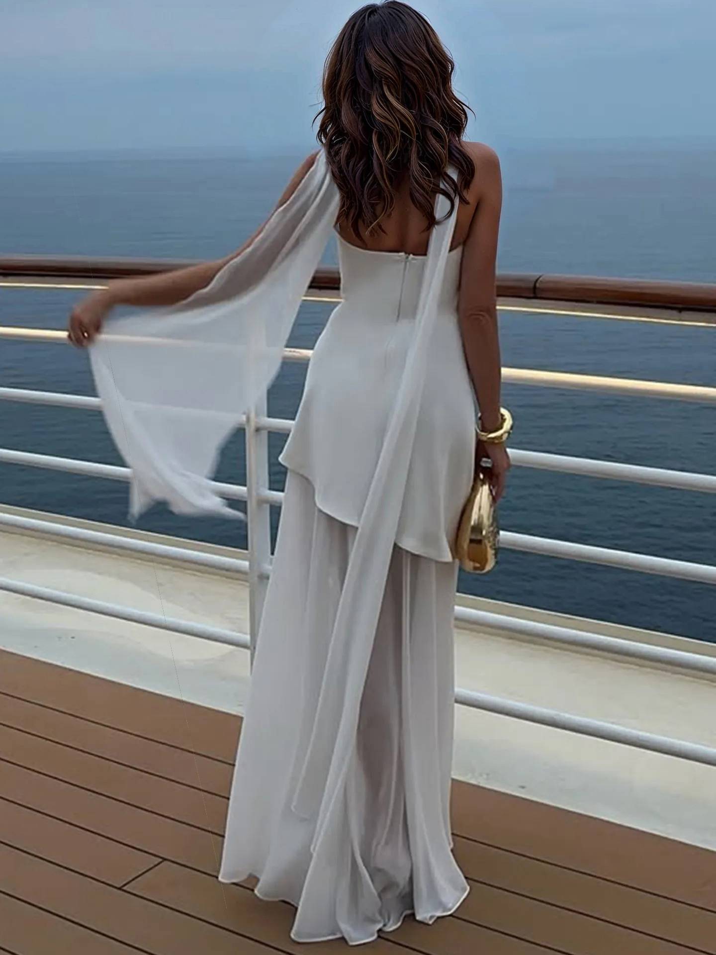 Tube-Top-Spleißkleid mit Schal