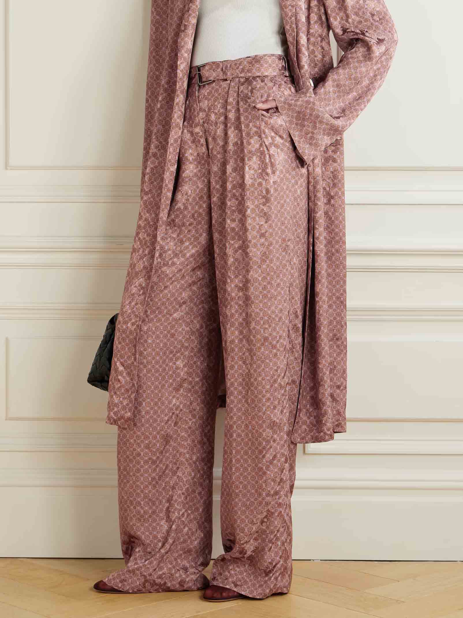 Retro Exquisite Hose mit geometrischem Print und hoher Taille und weitem Bein