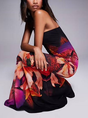 Robe imprimée coupe ajustée avec haut tube