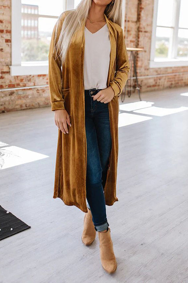 Velvet cardigan without buttons Orange
