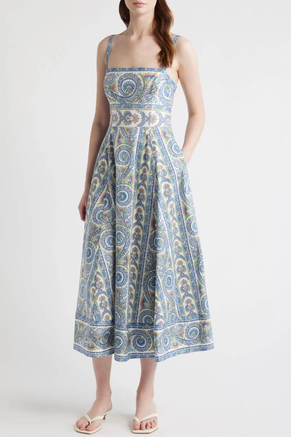 The Margot Stripe Fit & Flare Midi Dress