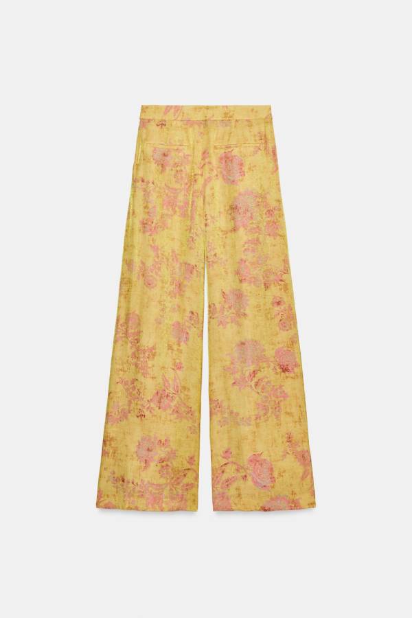 New Chinese Frog‑Button Floral Print Satin Two‑Piece Set