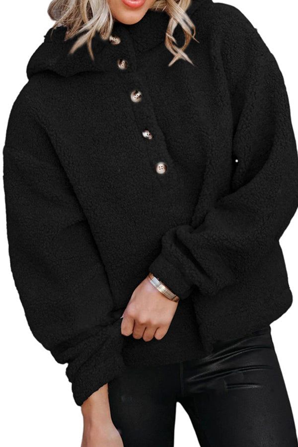 Fashionable Casual Long Sleeve Pullover Black