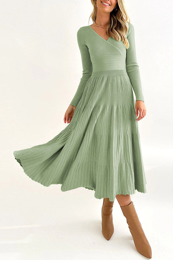 Irregular Ladies Solid Color Wool Knit Skirt Knitted Skirt Green