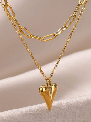 Irregular Chain Industrial Chic Heart Necklace