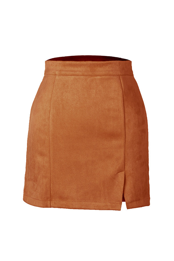 High-waist zipper autumn and winter A-line solid color skirt 5