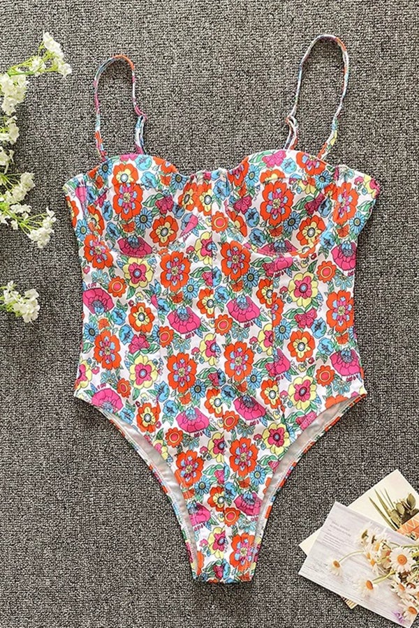 Sling Floral One-piece Swimsuit Multicolor