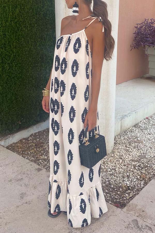 Round Neck Half Sleeve Long Solid Color Casual Cotton Linen Dress Beige