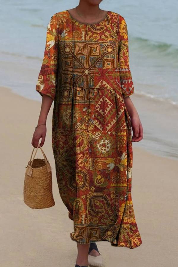 Three-quarter long sleeves for girls in summer Brown