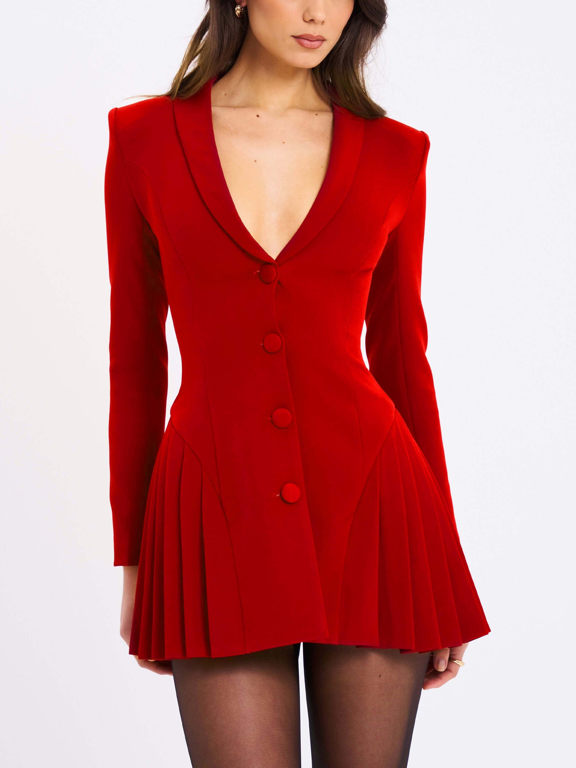 Elegantes Minikleid mit tiefem V-Ausschnitt und Plissee