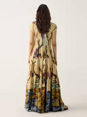 Maxikleid mit Plissée-Print