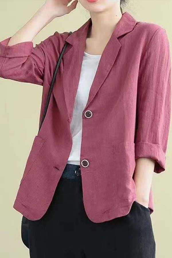 Versatile Long Sleeved Casual Loose Suit Jacket Pink