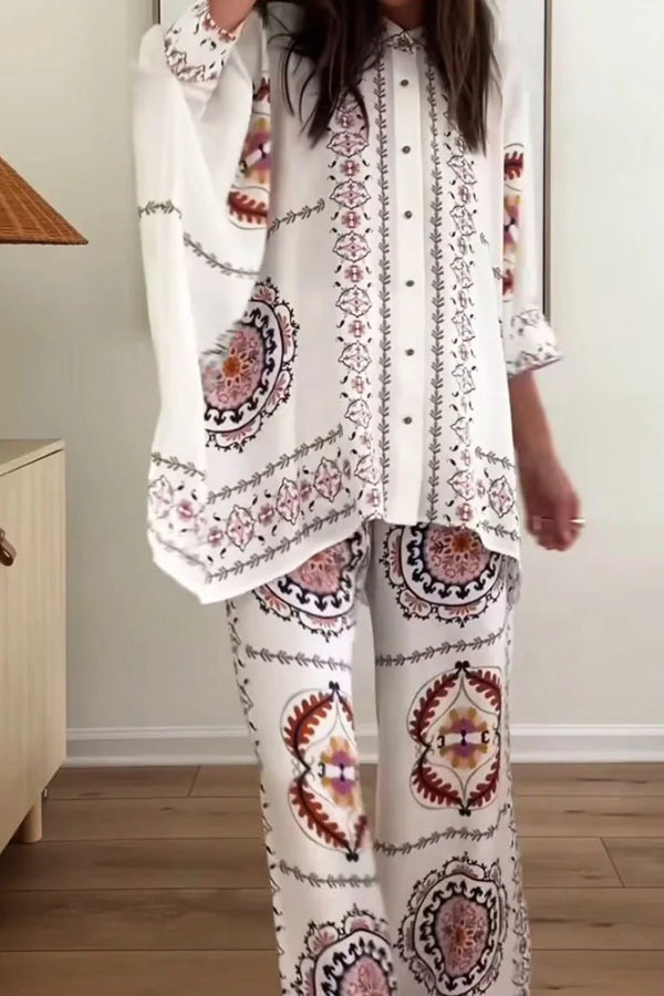 Fashion Positioning Print Shirt & Pants Two-piece Set