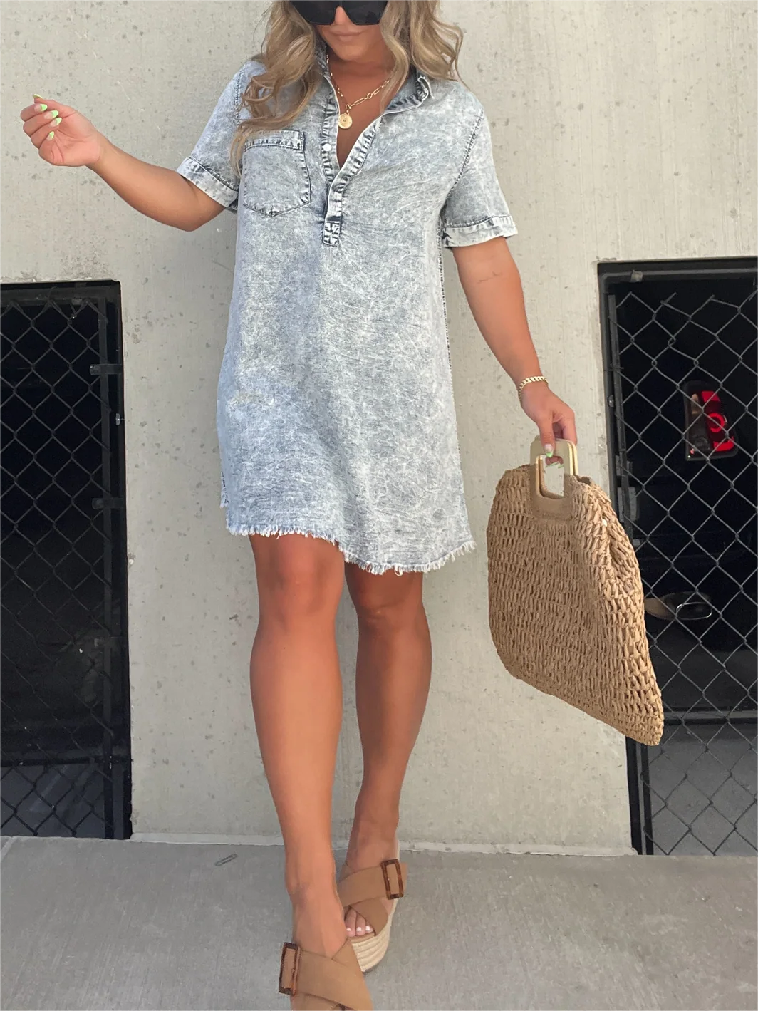 2023 WOMEN'S WASHED SHIRT DRESS (BUY 2 FREE SHIPPING) Grey