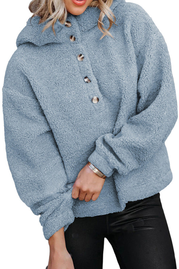 Fashionable Casual Long Sleeve Pullover Blue