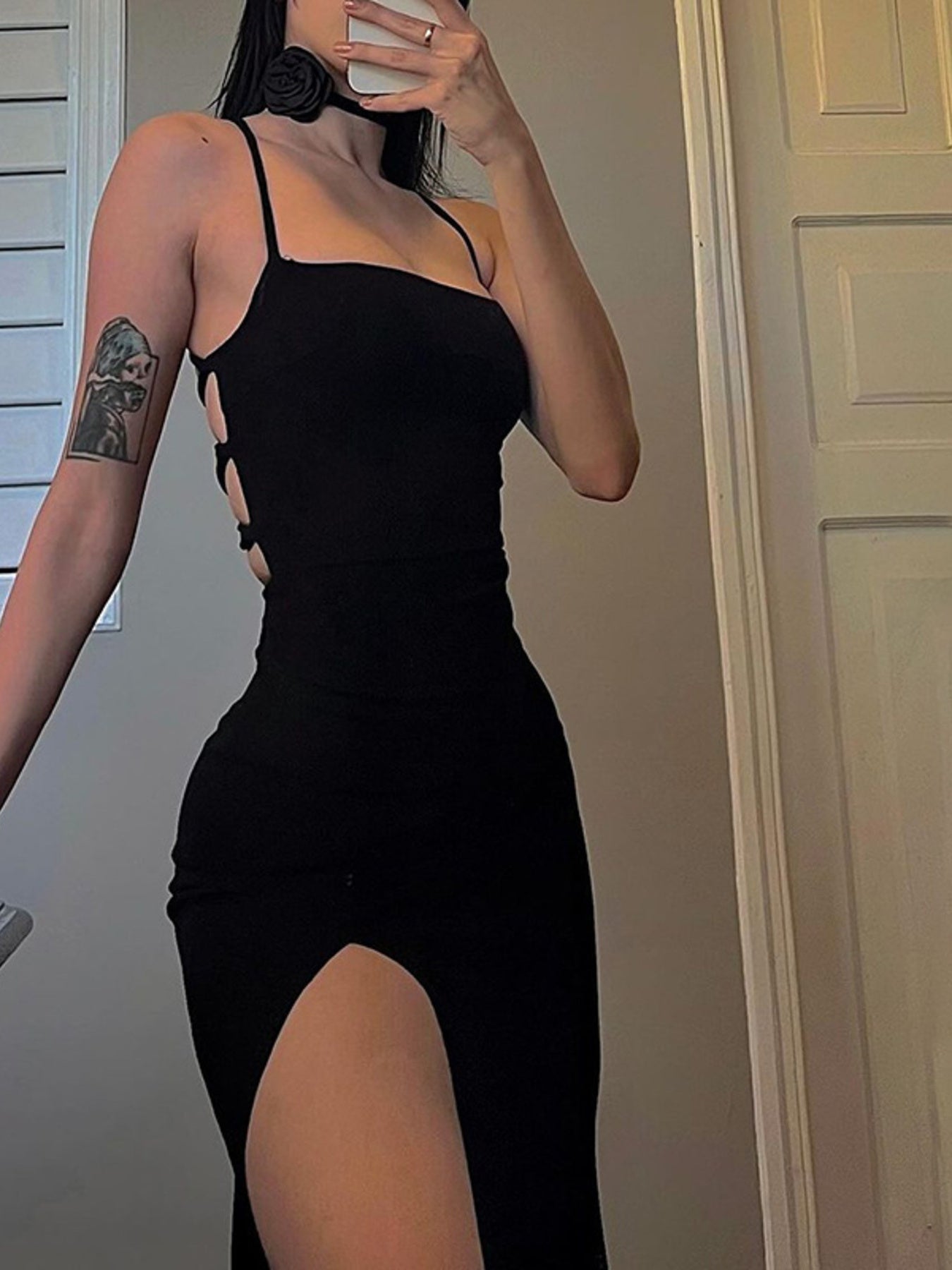 Sculpt Tie-Up Bodycon Dress – High Slit Edition