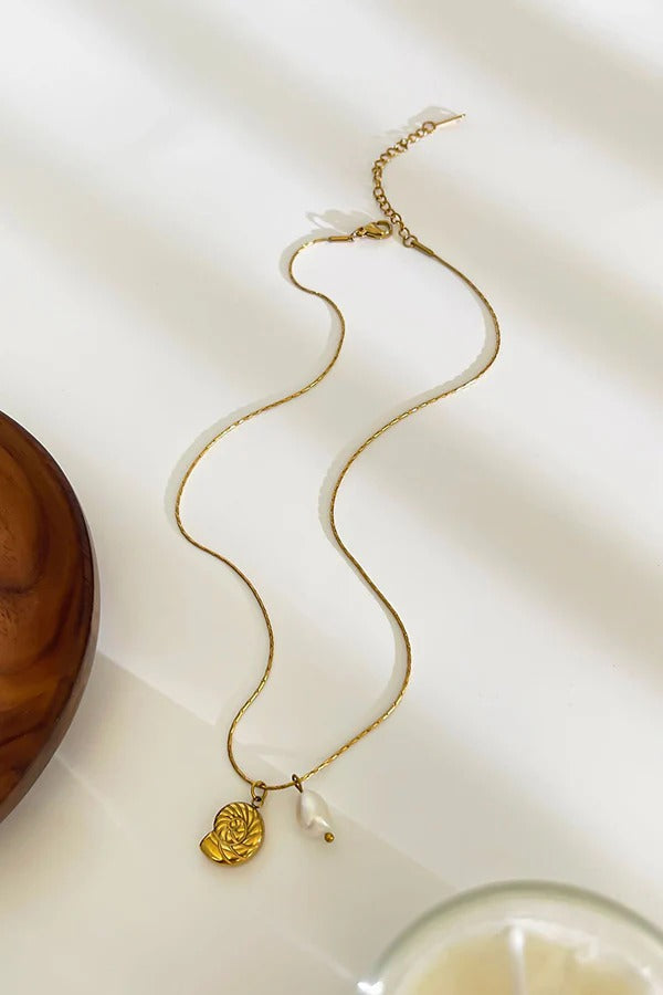 Simple Stainless Steel Conch Starfish Pearl Exquisite Mix and Match Necklace 2 one size