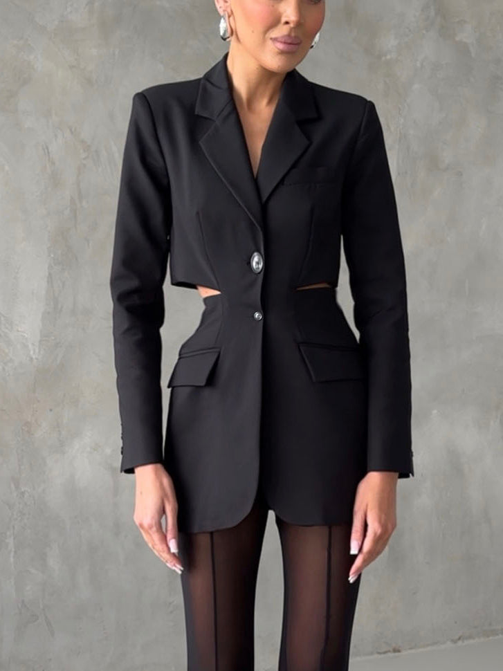 Elegant Cutout Slim-fit Long-sleeved Blazer