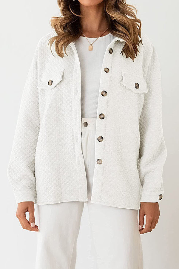 Lugogne Relaxed Lapel Oversized Long Sleeve Shirt White