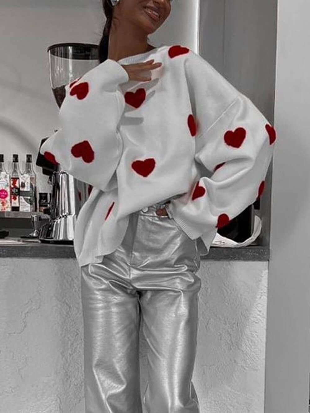 Sweat-shirt en tricot coeur