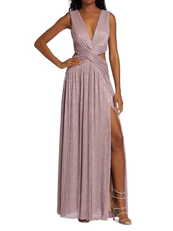 Robe longue fendue à col en V