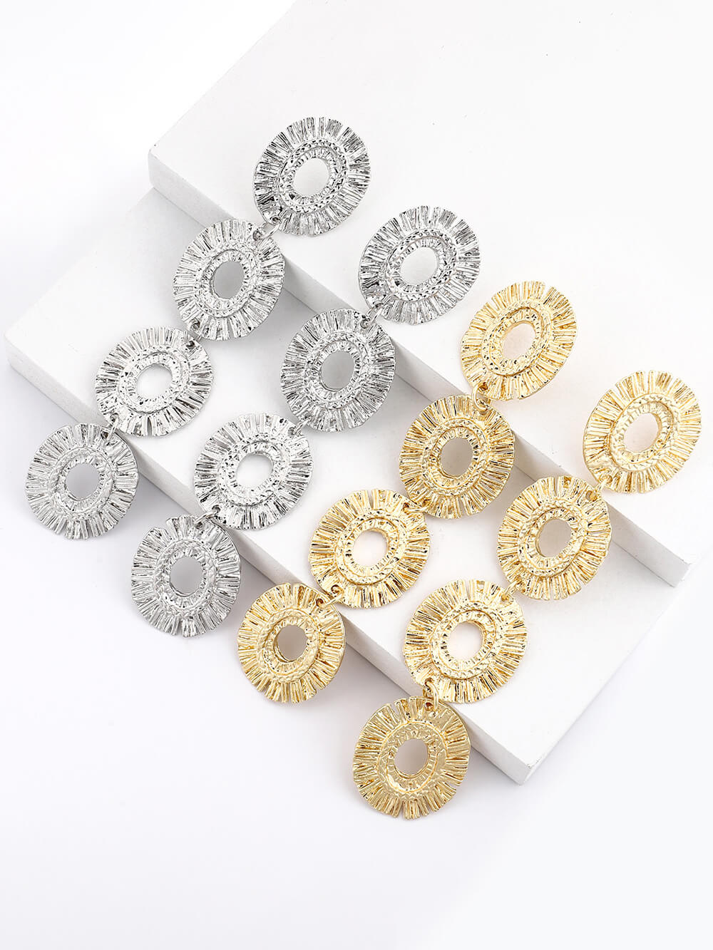Boucles d'oreilles en métal à plusieurs couches