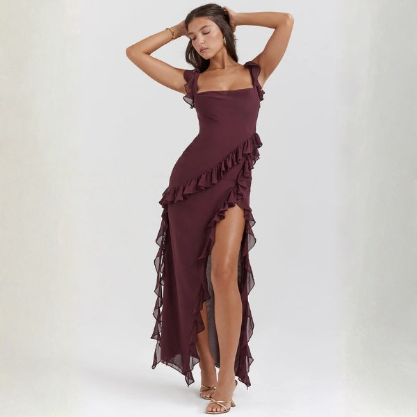 The Marbella Evening Ruffle Maxi Dress