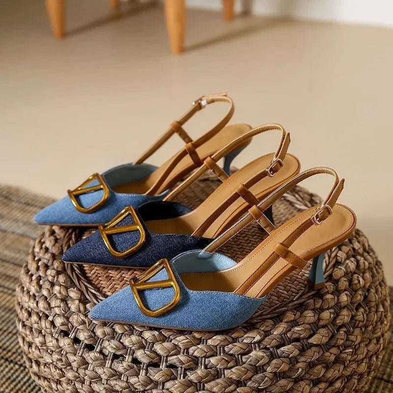 The Riviera Buckle Slingback Heels