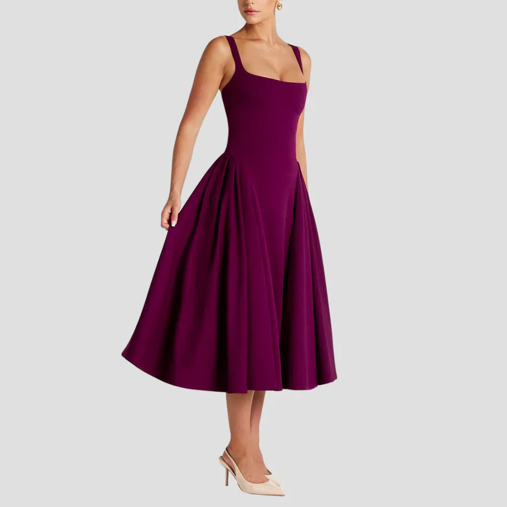 The Sorrento Structured Pleated Midi Dress