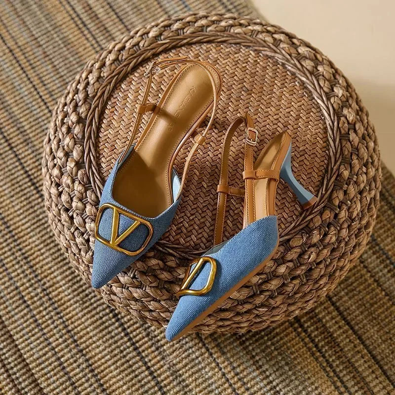 The Riviera Buckle Slingback Heels