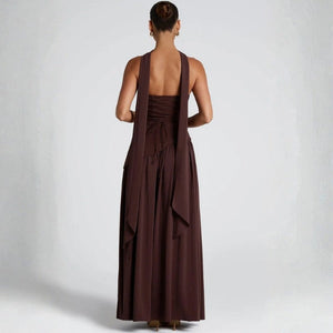 The Riviera Asymmetric-Waist Strapless Maxi Dress