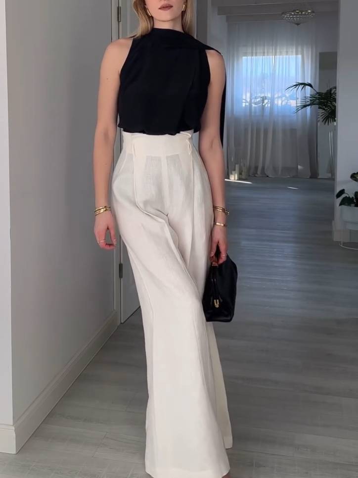 Chemise sans manches à motif ruban élégant