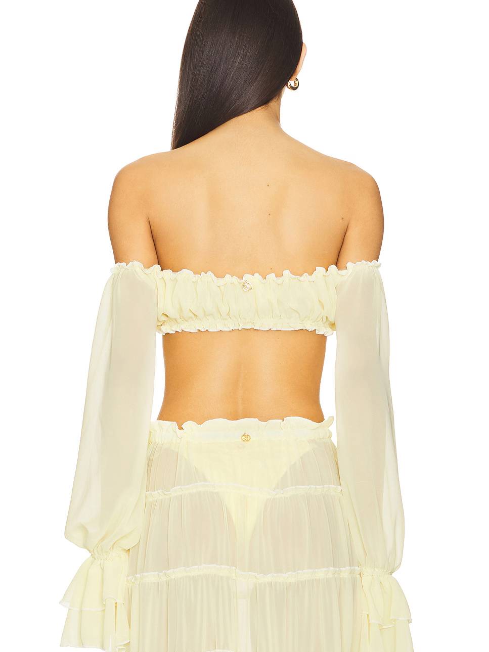 Long Sleeve Tube Top And Ruffle Skirt Suit-Skirt